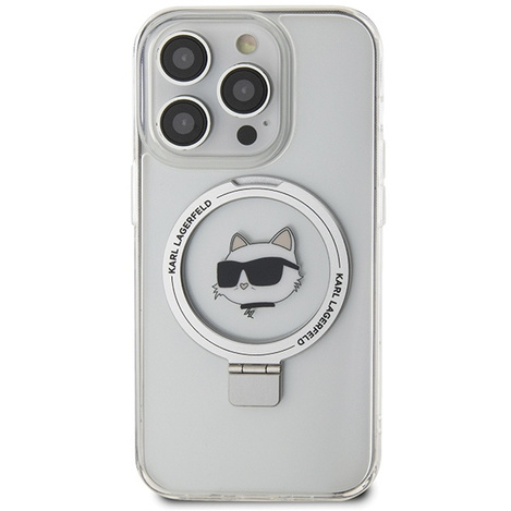 Karl Lagerfeld KLHMP15LHMRSCHH iPhone 15 Pro 6,1" weiß/weiß Hardcase Ring Stand Choupette Head MagSafe