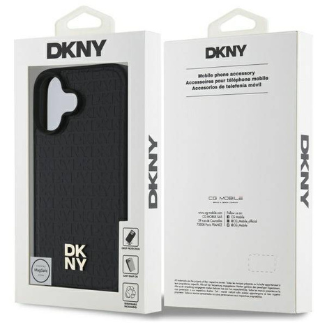 Oryginalne Etui IPHONE 16 DKNY Hardcase Repeat Pattern Stack Logo MagSafe (DKHMP16SPSHRPSK) czarne