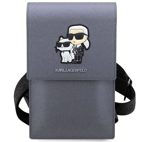 Karl Lagerfeld Handtasche KLWBSAKCPMG Silber/Silber Saffiano Karl &amp; Choupette
