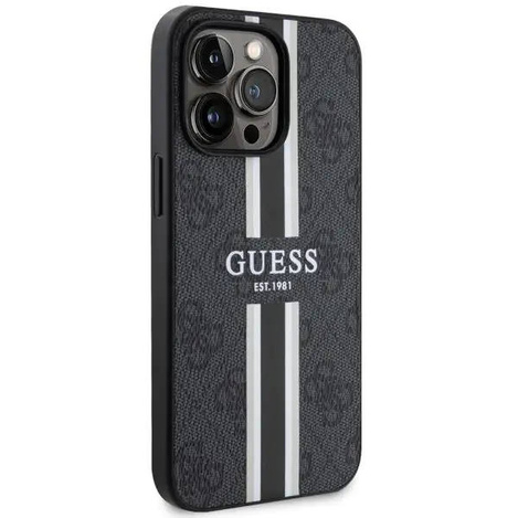 Guess GUHMP13XP4RPSK iPhone 13 Pro Max 6,7&quot; schwarz/schwarzes Hardcase 4G bedruckte Streifen MagSafe