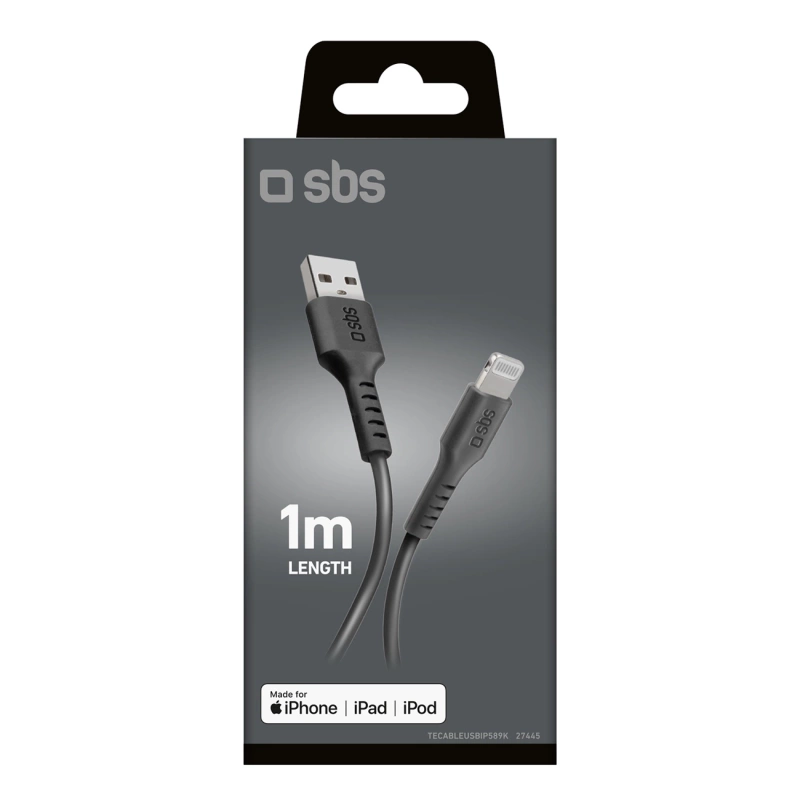Kabel SBS TECABLEUSBIP589K USB-A - Lightning 1m z certyfikatem MFi - czarny