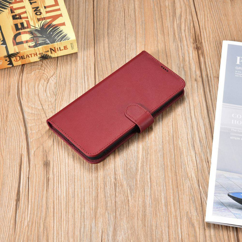 iCarer Haitang Leather Wallet Case for Samsung Galaxy S22+ (S22 Plus) genuine leather cover red (AKSM05RD)