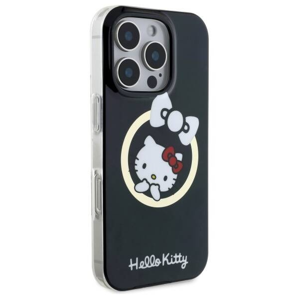 Original Handyhülle IPHONE 16 PRO Hello Kitty Hardcase IML Fun Bow MagSafe (HKHMP16LHFLBK) schwarz