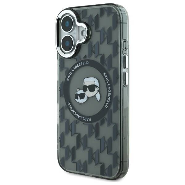 Karl Lagerfeld nakładka do iPhone 16 6,1" KLHMP16SHMCKMHK czarna Hardcase IML Monogram Karl&Choupette Head MagSafe