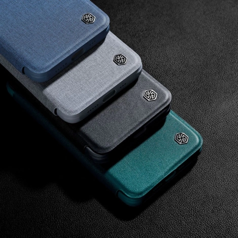 Nillkin Qin Cloth Pro Case Case for iPhone 14 Pro Max Camera Cover Holster Cover Flip Case Blue