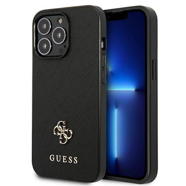 Schutzhülle IPHONE 13 PRO Guess Hardcase Saffiano 4G Small Metal Logo (GUHCP13LPS4MK) schwarz