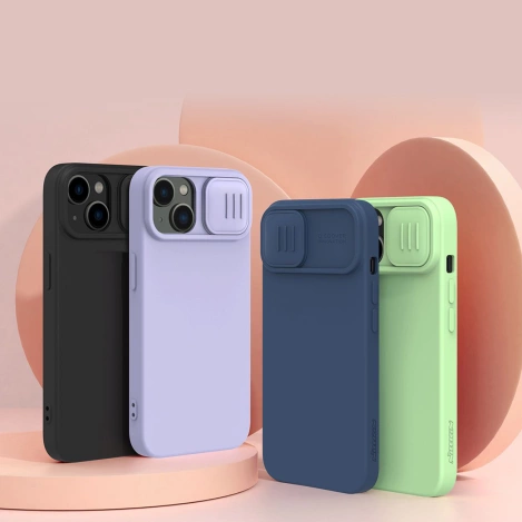 Nillkin CamShield Magnetic Silicone Case iPhone 14 Plus Magnetic MagSafe Cover with Camera Protector Blue