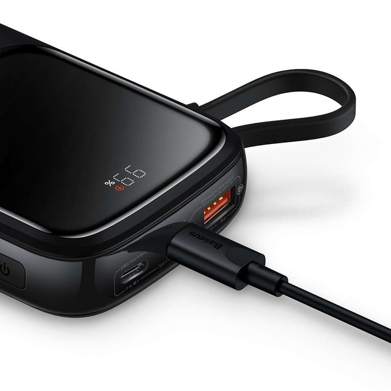 Powerbank 10000 mAh 20 W Baseus Qpow Pro Overseas Edition + USB C 3A Kabel – Schwarz
