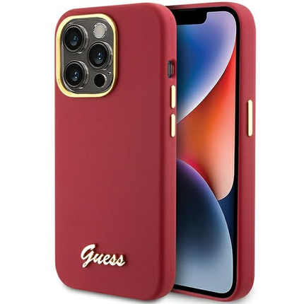 Guess nakładka do iPhone 15 Pro 6,1" GUHCP15LSMBSLM magenta HC SILICONE SCRIPT METAL LOGO & FRAME