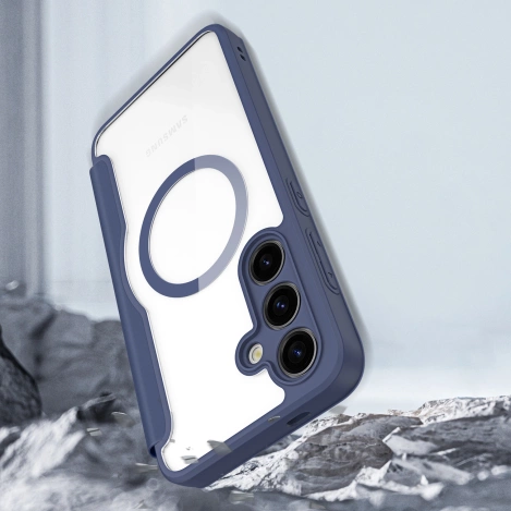 Dux Ducis Skin X Pro Hülle für Samsung S24+ mit Magnetring und Klappe – Blau