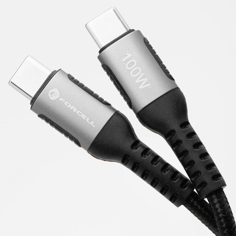 Kabel USB C do USB C Forcell F-Energy QC4.0 PD 5A 100W Cafule 0,25 m C260 czarny