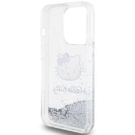 Hello Kitty Liquid Glitter Charms Kitty Head Hülle für iPhone 14 Pro – Silber
