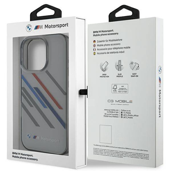 Original Case IPHONE 16 PRO BMW Hardcase Motosport IML Random Stripes (BMHCP16L23HTRAG) gray