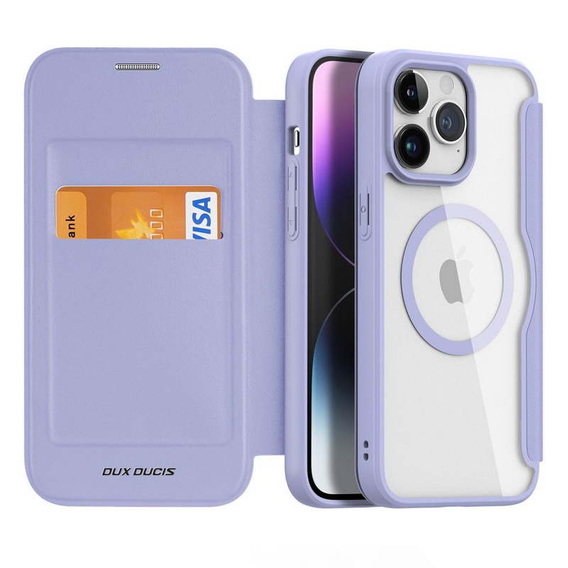 iPhone 15 Pro Max Magnetisches MagSafe Flip Case Dux Ducis Skin X Pro – Lila