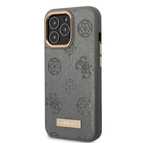 Guess Peony Logo Plate MagSafe - Etui iPhone 13 Pro Max (szary)