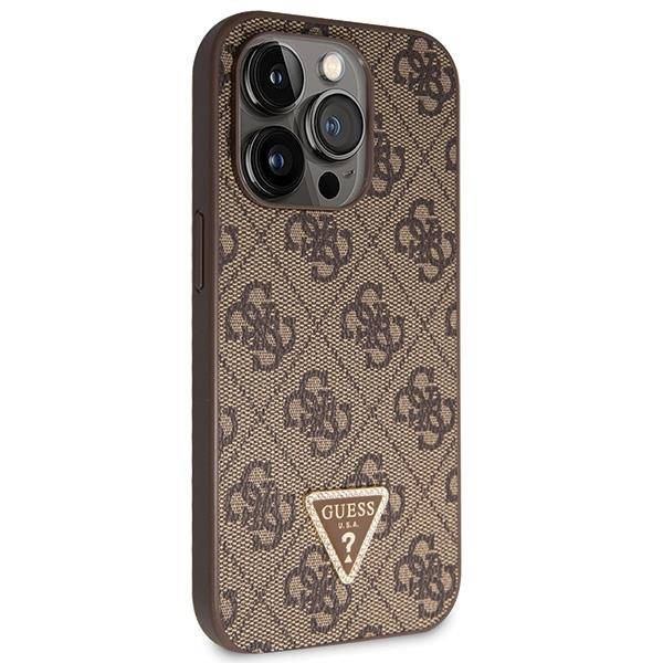 Original Handyhülle IPHONE 14 PRO Guess Hardcase Crossbody 4G Metal Logo (GUHCP14LP4TDSCPW) braun