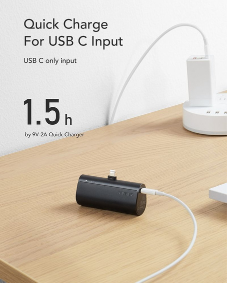 Bateria zewnętrzna (Powerbank) VEGER PlugOn - 5000mAh z wbudowanym złączem do Lightning 8-pin PD 20W (W0556L)