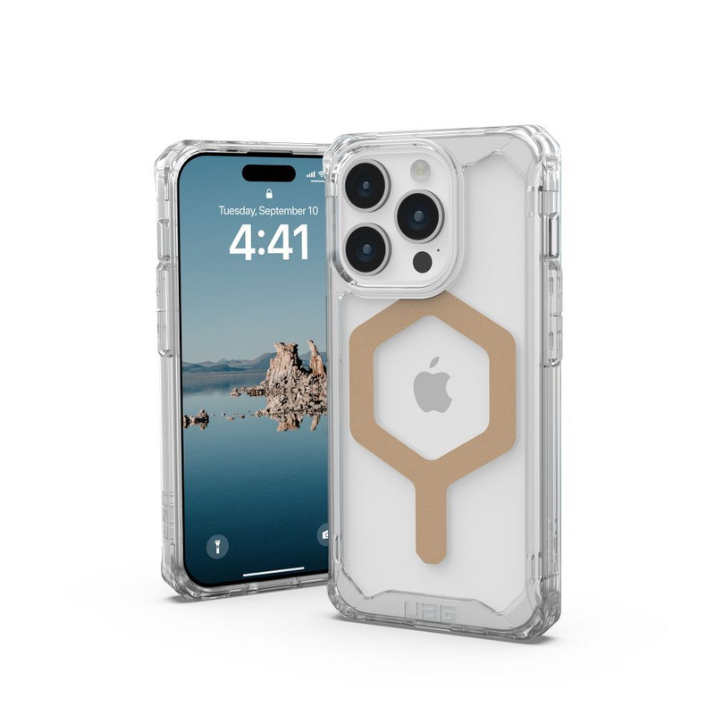 UAG Plyo Magsafe - Schutzhülle für iPhone 15 Pro kompatibel mit MagSafe (Eisgold)