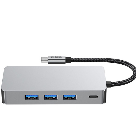 TECH-PROTECT HB05 HUB ADAPTER 9IN1 TYPE-C + USB2.0 + USB3.0 + HDMI 4K 60HZ + SD/TF + PD100W + RJ45 1000M SPACE GREY