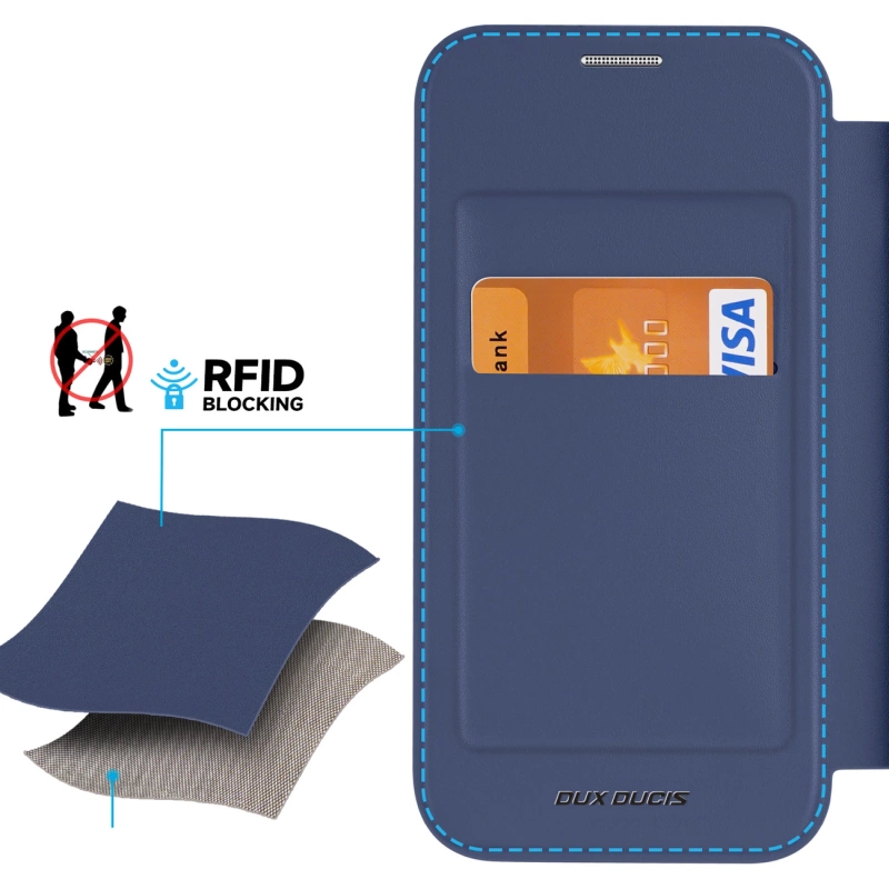 Dux Ducis Skin X Pro Hülle für Samsung S24+ mit Magnetring und Klappe – Blau