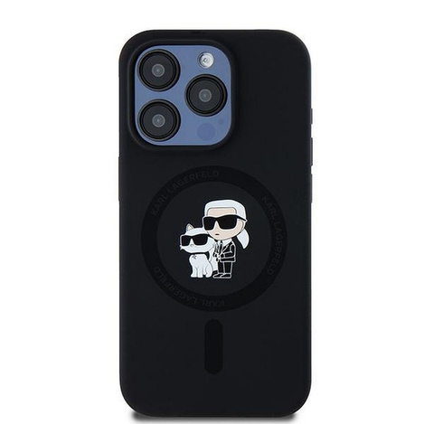 Oryginalne Etui KARL LAGERFELD hardcase Silicone Karl & Choupette MagSafe KLHMP15LSCMKCRHK do Iphone 15 Pro Czarny