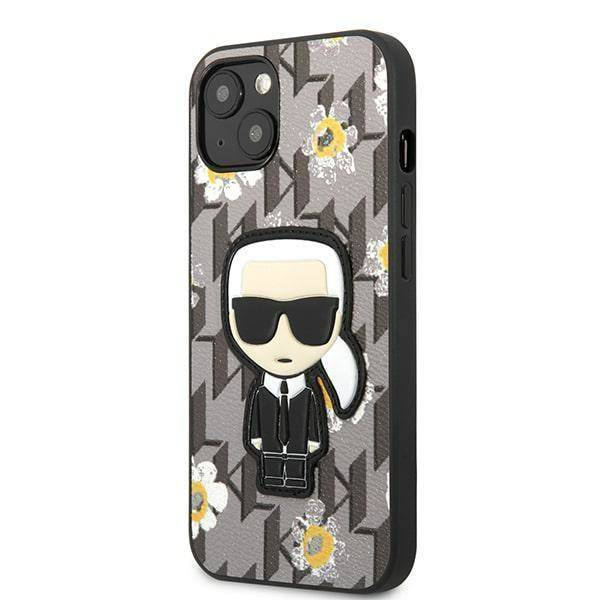 Original Case IPHONE 13 Karl Lagerfeld Flower Ikonik Karl (KLHCP13MPMNFIK1) gray