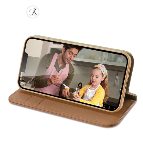 Dux Ducis Hivo echt Leder booktype case schutzhülle aufklappbare hülle für iPhone 14 Plus braun