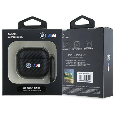 Etui BMW Carbon Double Metal Logo na AirPods 4 - czarne