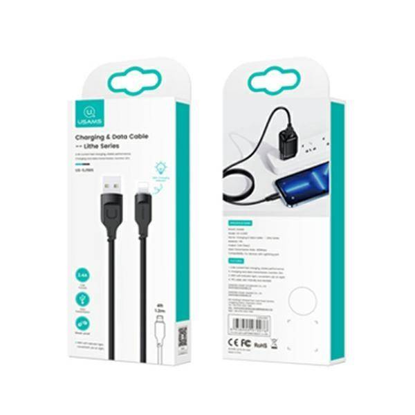 USAMS Kabel lightning Fast Charging 2,4A Lithe Series 1,2m czarny/black SJ565USB01(US-SJ565)