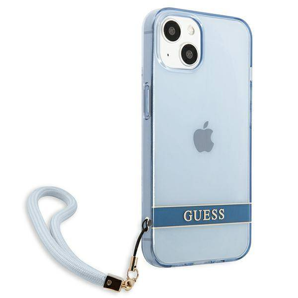 Case IPHONE 13 MINI Guess Hardcase Translucent Stap (GUHCP13SHTSGSB) blue