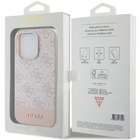 Oryginalne Etui APPLE IPHONE 15 PRO Guess Hardcase 4G Stripe Collection (GUHCP15LG4GLPI) różowe