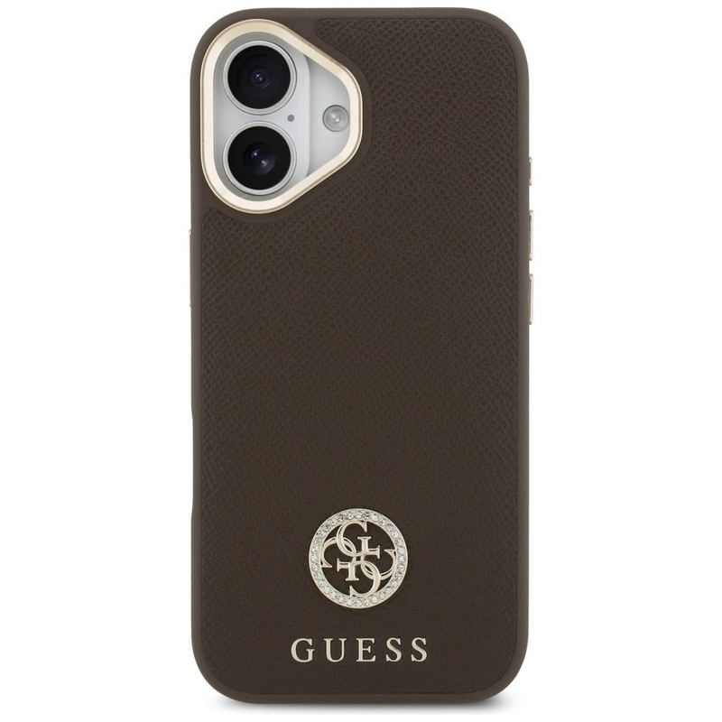 GUESS futerał do IPHONE 17 kompatybilny z MagSafe GUHMP17SPGCRMDEW (PU W/ Grained Strass Logo) brązowy