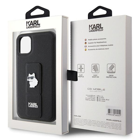 Karl Lagerfeld nakładka do iPhone 11 KLHCN61GSACHPK HC GRIPSTAND SAFFIANO CHOUPETTE PINS czarna