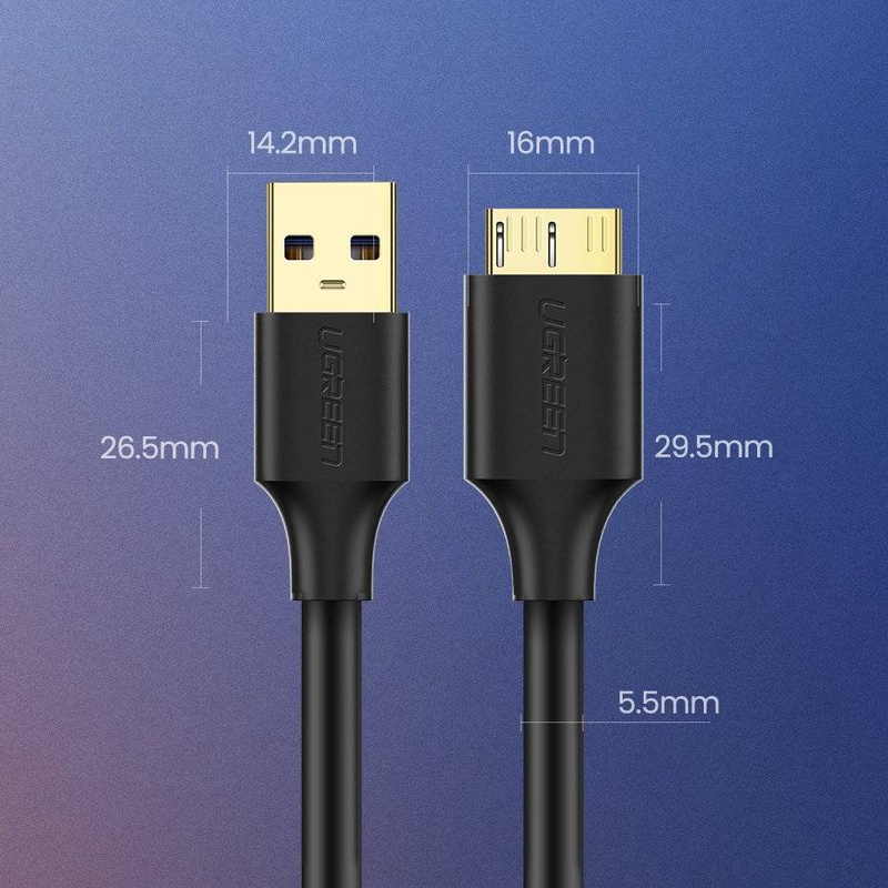 Ugreen kabel przewod USB - micro USB Typ B SuperSpeed 3.0 2m czarny (10843)