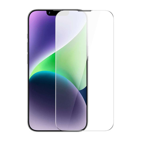 Baseus Vollbild-Hartglas für iPhone 14 Plus / 13 Pro Max mit Lautsprecherabdeckung 0,4 mm + Montageset