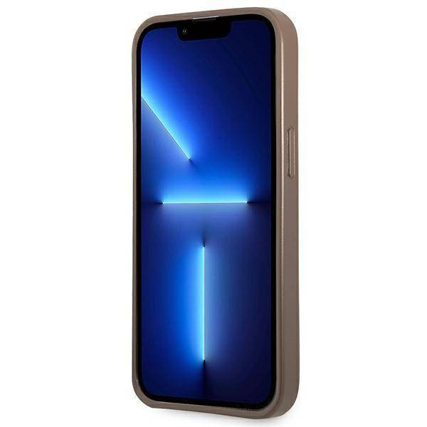 Schutzhülle IPHONE 13 PRO Guess Hardcase 4G Triangle Logo Cardslot (GUHCP13LP4TPW) braun