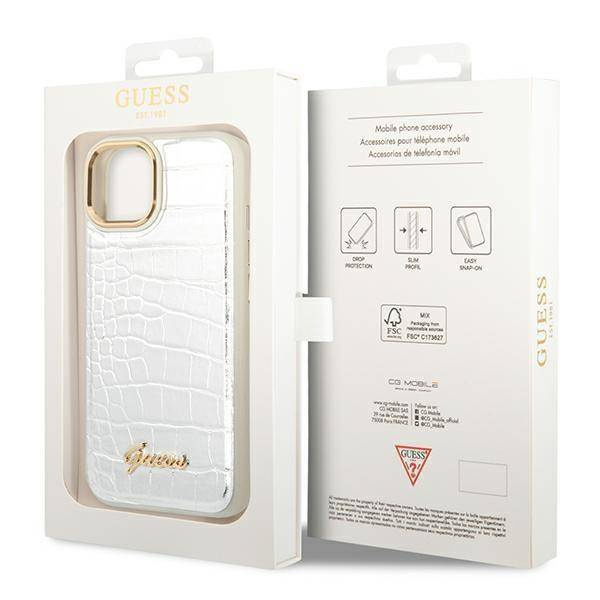 Guess GUHCP14MHGCRHS iPhone 14 Plus 6,7" srebrny/silver hardcase Croco Collection
