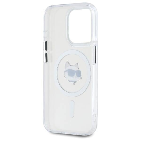 Etui Karl Lagerfeld IML Metal Choupette Head MagSafe na iPhone 15 Pro - białe