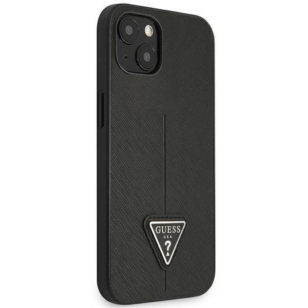Original Case IPHONE 14 PLUS Guess Hardcase Saffianotriangle Logo (GUHCP14MPSATLK) black