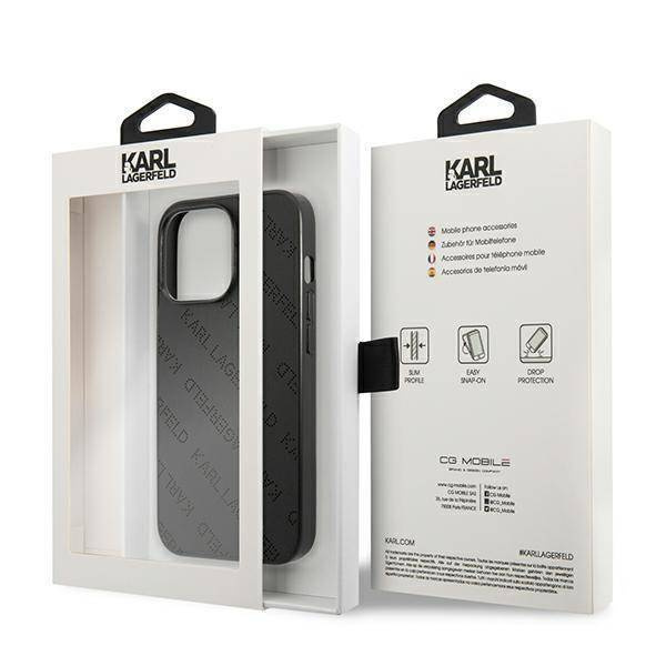 Original Handyhülle IPHONE 13 PRO Karl Lagerfeld Hardcase Perforated Allover (KLHCP13LPTLK) schwarz