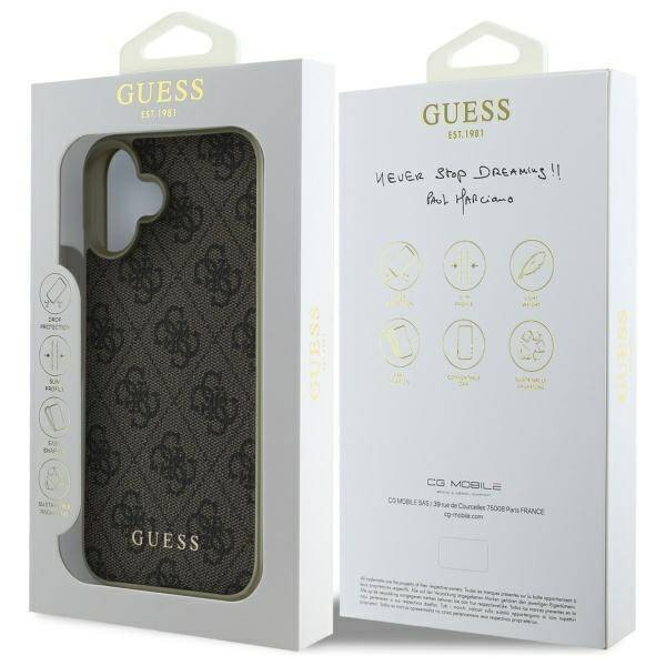Original Case IPHONE 16 PLUS Guess Hardcase 4G Charms Collection (GUHCP16MGF4GBR) brown
