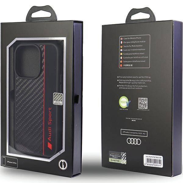 Audi Carbon Fiber Stripe iPhone 13 Pro Max 6,7&quot; schwarz/schwarz Hardcase AUS-TPUPCIP13PM-R8/D1-BK