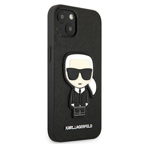 Karl Lagerfeld KLHCP13SOKPK iPhone 13 mini 5,4 &quot;black / black hardcase Saffiano Ikonik Karl`s Patch