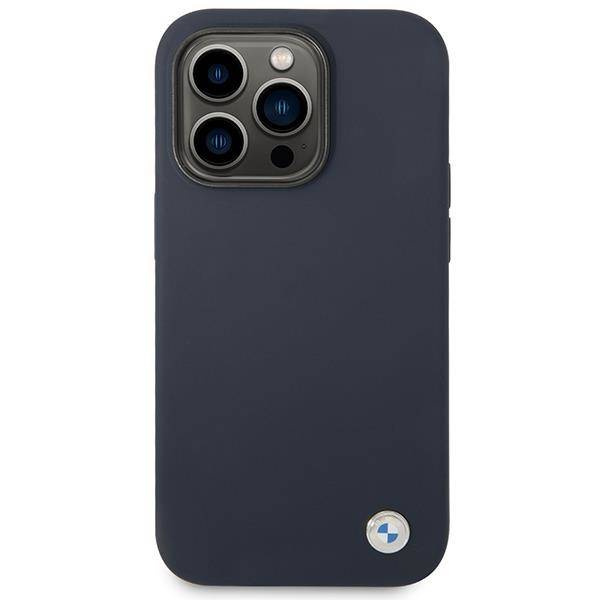 Original Case IPHONE 14 PRO MAX BMW Silicone Metal Logo MagSafe (BMHMP14XSILNA) navy blue