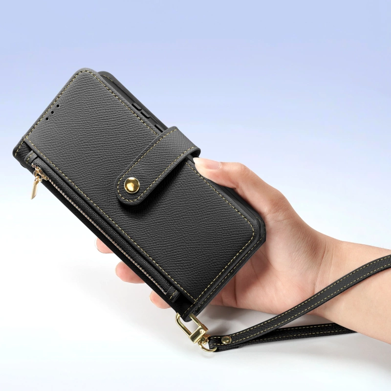 Dux Ducis Lawa Lederhülle für Samsung Galaxy S25 Ultra mit abnehmbarer magnetischer Brieftasche – Schwarz