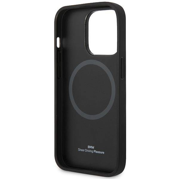 Original Handyhülle IPHONE 14 PRO MAX BMW Leather Seats Pattern MagSafe MagSafe (BMHMP14X22RPSK) schwarz