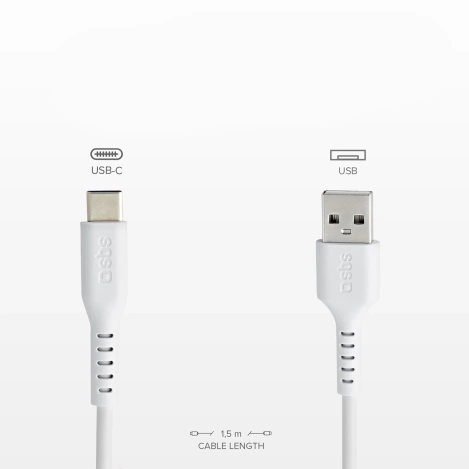SBS TECABLEMICROC15W USB-A – USB-C-Kabel 1,5 m – Weiß
