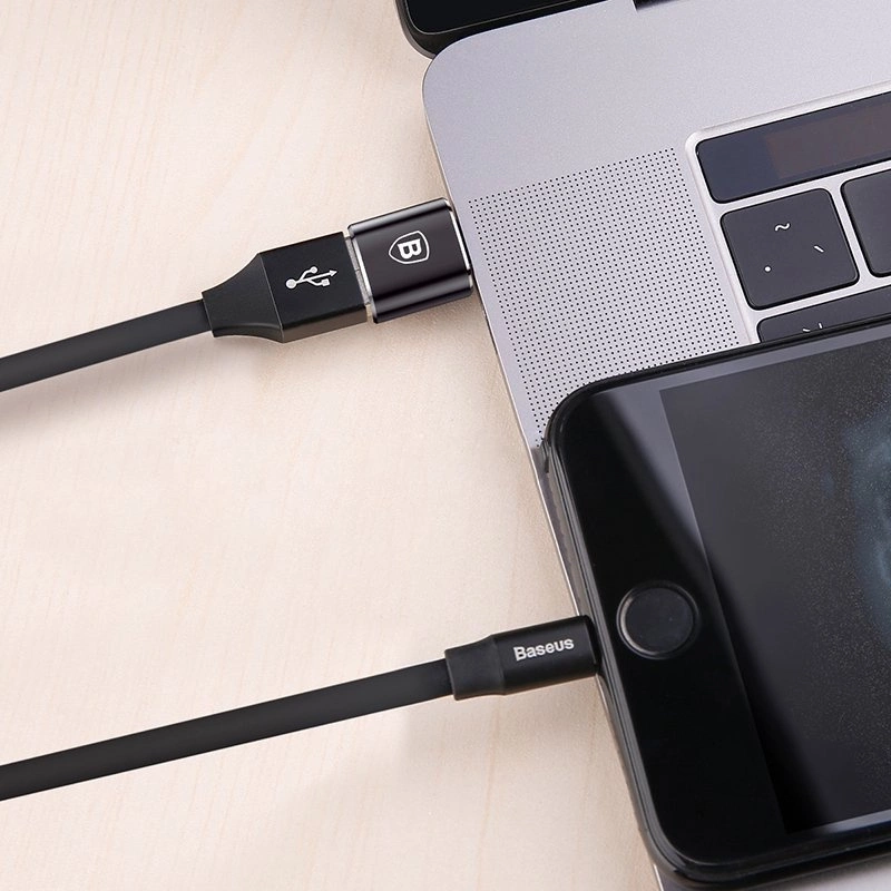Baseus adapter przejściówka ze złącza USB na USB Type-C OTG czarny (CATOTG-01)