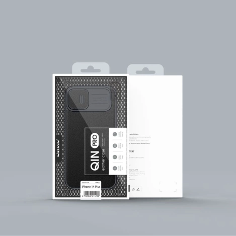 Nillkin Qin Leder Pro Hülle iPhone 14 Plus Kamerahülle Holsterhülle Klapphülle Grün