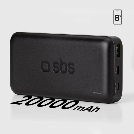Powerbank SBS TTBB20000PD20K 20000 mAh 20W PD USB-C, USB-A, Micro-USB - czarny